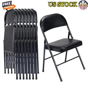 6 Pack Folding Chairs Portable Stackable Padded Seats Steel Frame Events 330lbs - Picture 1 of 6