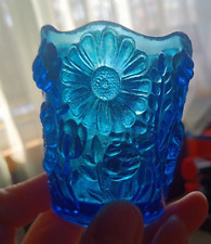 Vintage Blue Glass Sunflower Votive Candleholder