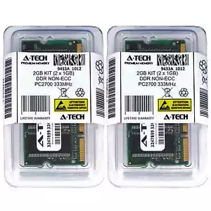 2GB KIT 2 x 1GB SODIMM DDR NON-ECC PC2700 333MHz 333 MHz DDR-1 DDR1 Ram Memory - Picture 1 of 1