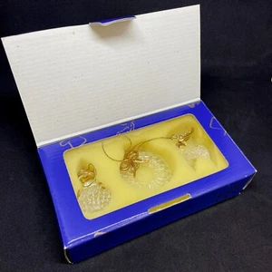 Set of 3 — AVON Hand Spun Sparkling Glass Christmas Ornaments w/ 22K Gold Trim - Picture 1 of 7
