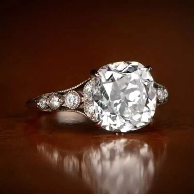 2 Ct Art Deco Cushion Cut Moissanite Anniversary Ring in 935 Argentium Silver - Image 1 of 4