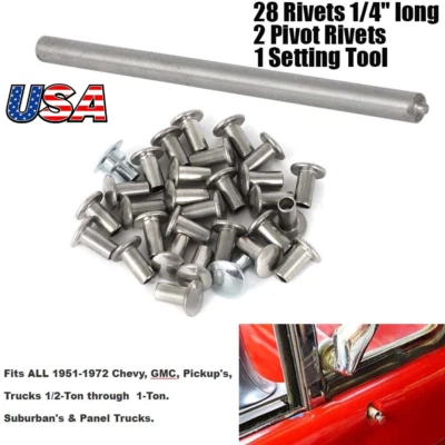 For 51-72 GMC Chevrolet Chevy Pickup Suburban C10 Vent Window Assembly Rivet Kit - Image 1 of 4