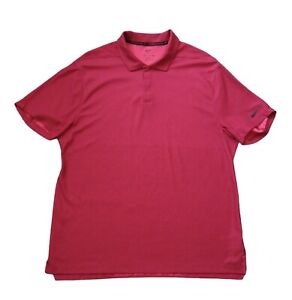 Tiger Woods Shirt Mens Large Red Polo Dri Fit ADV Golf Nike Logo Short Sleeve