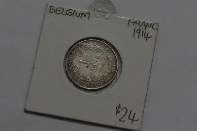 🧭 🇧🇪 BELGIUM 1 FRANC 1924 SILVER DES BELGES B70 #85 - Image 1 of 4