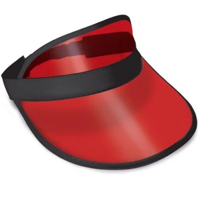 Visera ajustable de plástico rojo transparente para distribuidores de casino noche fiesta suministros favores Foto 1 de 2