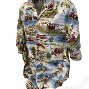Del Mar Horse Racing “Where The Surf Meets the Turf” MENS 3XL Hawaiian Shirt - Picture 1 of 7