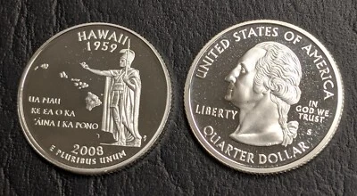 Silver Proof 2008 Hawaii Quarter | 25 cent Statehood Quarter Coin - Image 1 of 2