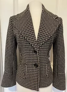 Karen Millen London Houndstooth Wool Blend Blazer/ Jacket Sz~8~ Elegant~ - Picture 1 of 12