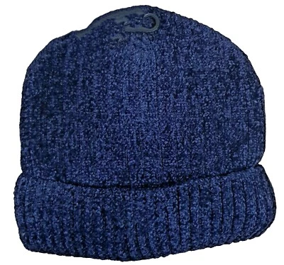 Beanie Blue Marle Knit Furry Fleece Lined Hike Bike Ski Work Xtra Warm Insulated Foto 1 de 4