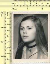 1970 15yo Girl Fashion Choker Necklace Fashion Portrait Female vintage photo
