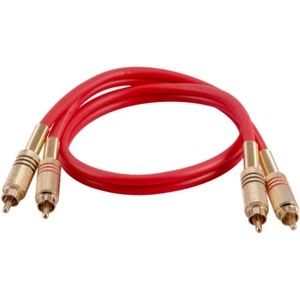 Premium Red 2 Foot Dual RCA Male to Dual RCA Male Audio Patch Cable - Picture 1 of 2