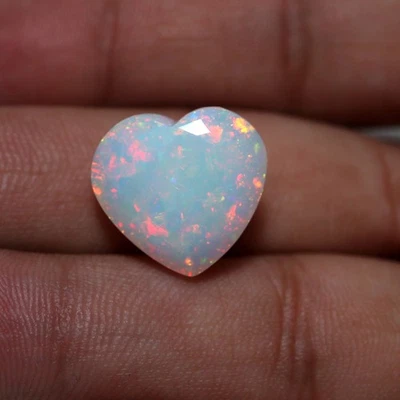 10.4Ct 16x17 MM Natural AAA Red Green Fire Ethiopian Opal Faceted Heart Gemstone - Image 1 of 4