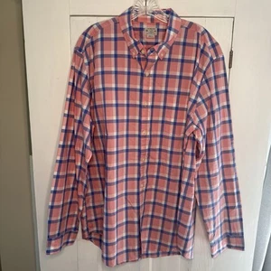 J Crew Men's XL Pink Blue Plaid Check Quality Woven 100% Cotton Button Shirt - Picture 1 of 7