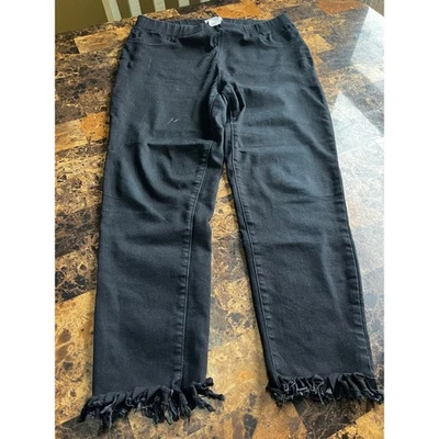 Mud Pie Black Jeggings with faux front pockets and fringe detail to ankle Size L - Image 1 of 4