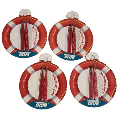 4X TRIM Mini Tweezers 2 Pair Precision-ground Slant and Point Tips - Better Grip - Image 1 of 4