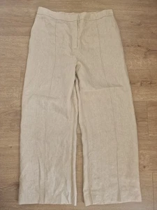 New Jaeger Oatmeal Linen Trousers Size UK 20 - Picture 1 of 6