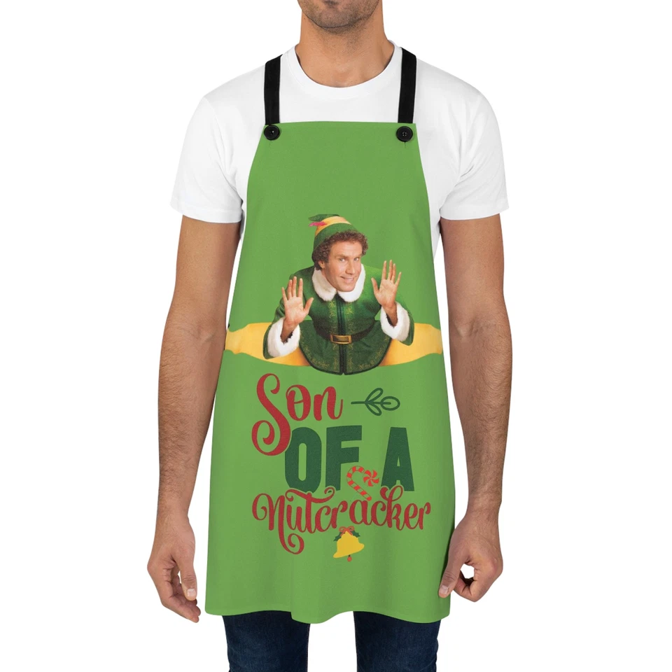Elf Movie Apron, Son of a Nutcracker Kitchen Attire, Holiday Cooking Gift - Image 1 of 1