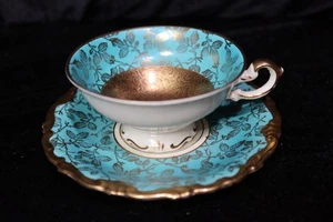 Alka Kunst Alboth & Kaiser Kunst Kronach Burgund Bavaria Turquoise Cup & Saucer - Picture 1 of 7