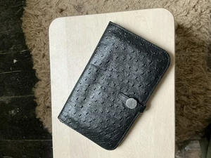 Large Black Ostrich Skin Design Leather Purse/Wallet & Insert. - Picture 1 of 11