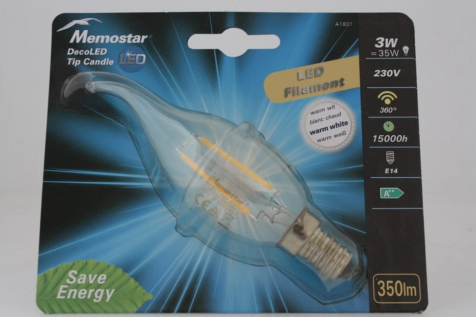 3 Blister Memostar DecoLED Tip Candle, 3W,  E14 - Bild 1 von 1