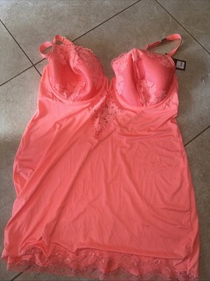 Nuevo Babydoll Lencería Cacique 42DDD Naranja Encaje Transparente Ligeramente Con Aros U20 Foto 1 de 4