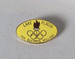 VINTAGE 1980 WINTER OLYMPICS LAKE PLACID OLYMPIC VILLAGE Lapel PIN Yellow #378 - Picture 1 of 3