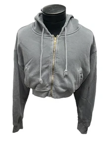 Elwood Hoodie Damen mittelgrau Babydoll Cropped Full Zip Bio Baumwolle - Bild 1 von 9