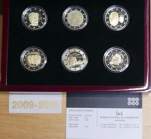 Luxemburg 6 x 2 Euro Gedenkmünzen € 2009-2012 Proof PP nur 3000 Stück - Bild 1 von 3