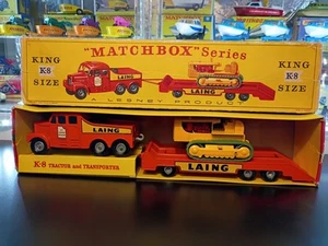 Matchbox K8-A Scammell Low Loader & D-9 Caterpillar VN/MINT 1962 Orig K1 Box - Picture 1 of 24