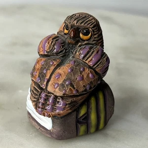 Casals Peru Eule Vogel Figur Handarbeit Terrakotta Keramik signiert Volkskunst 2 Zoll - Bild 1 von 6
