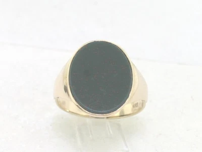 Siegel Ring 585 Gelbgold 14Kt Heliotrop Blutjaspis Herrenring Wappenring Massiv - Bild 1 von 4