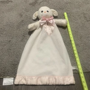 Dakin Lamb Lovey Security Blanket Cream Fleece & Baby Pink Plush Satin Heart 22” - Picture 1 of 4
