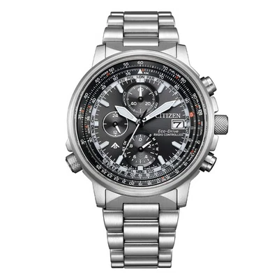 CITIZEN PILOT ECO-DRIVE OROLOGIO UOMO ACCIAIO CRONO RADIOCONTROLLATO AT8300-58E - Immagine 1 di 4