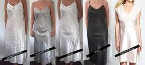 NEU SEXY DAMEN SATIN SLIP HEMD NACHTKLEID EINFACH ODER GEMUSTERT LANG UND KURZ - Bild 1 von 16