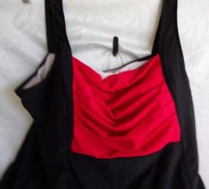 Caribbean Joe Tankini  Bathing Suit Top  Black with Red Nylon/Spandex Size 24W - Picture 1 of 5