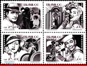 2254a BRASIL 1990 PELÍCULAS DE CINE, PERSONALIDADES DEL CINE, CELEBRIDADES MI# 2365-68 MNH - Imagen 1 de 2