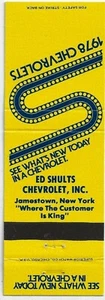 20 Strike Matchbook Ed Shults Chevrolet Inc Jamestown NY Car Dealer - Imagen 1 de 3