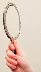 Vintage Hand Held Silver Plated Mirror - Heavy Ornate - Picture 1 of 3