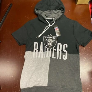 NFL Mens Black Gray Las Vegas Raiders Short Sleeve Comfort Pullover Hoodie Sz S - Picture 1 of 3