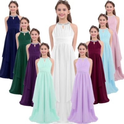 AGOKY DE Mädchen Kleider Mesh Festlich Pailletten Prinzessin Hochzeit Lange Partykleid