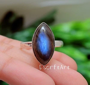 Labradorite Marquise Ring, 925 Sterling Silver Handmade Ring, Gift For Her - Picture 1 of 8