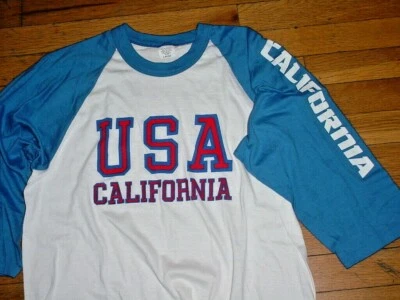 Vintage USA California Jersey T-Shirt Thin-Cotton Single Stitch 80s Surf/skate L - Image 1 of 4