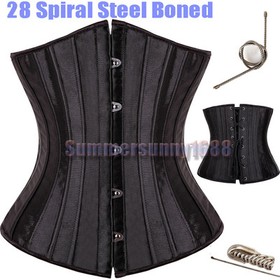 Black 28 steel bones boned Waist Training Underbust lace up corset Top Shaper