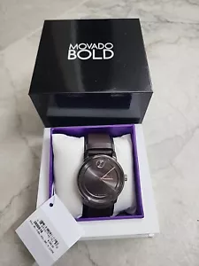 Nueva correa de cuero marrón suizo Movado Bold Access cara gris 3600916 $595 - Imagen 1 de 9