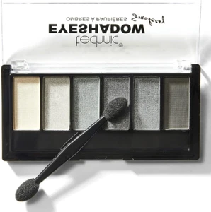 TECHNIC Eyeshadow Smokey Eye Look BLACK GREY SILVER WHITE 6 Shade Shimmer - Picture 1 of 5