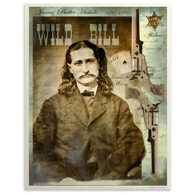 Old West Art Print Wild Bill Hickok Dead Mans Hand Western Cowboy Decor - Image 1 of 3
