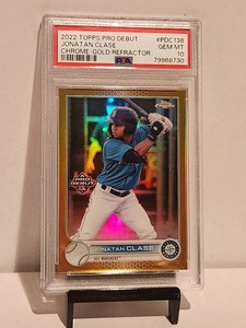 2022 TOPPS PRO DEBUT PDC138 JONATAN CLASE CHROME-GOLD REFRACTOR /50 PSA Gem 10