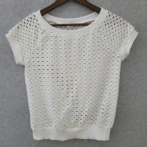Anthropologie Weston Wear Dara Pullover Top Size XS White Eyelet Perforated - Picture 1 of 5