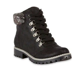 Ladies Mountain Sole Black Hiking Boots Avail Sizes 8, 9 & 10 Medium - Picture 1 of 1
