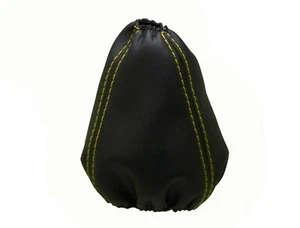 SEAT TOLEDO I (1991-1999) Soufflet Levier De Vitesse 100% Cuir - Couture Jaune - Picture 1 of 1